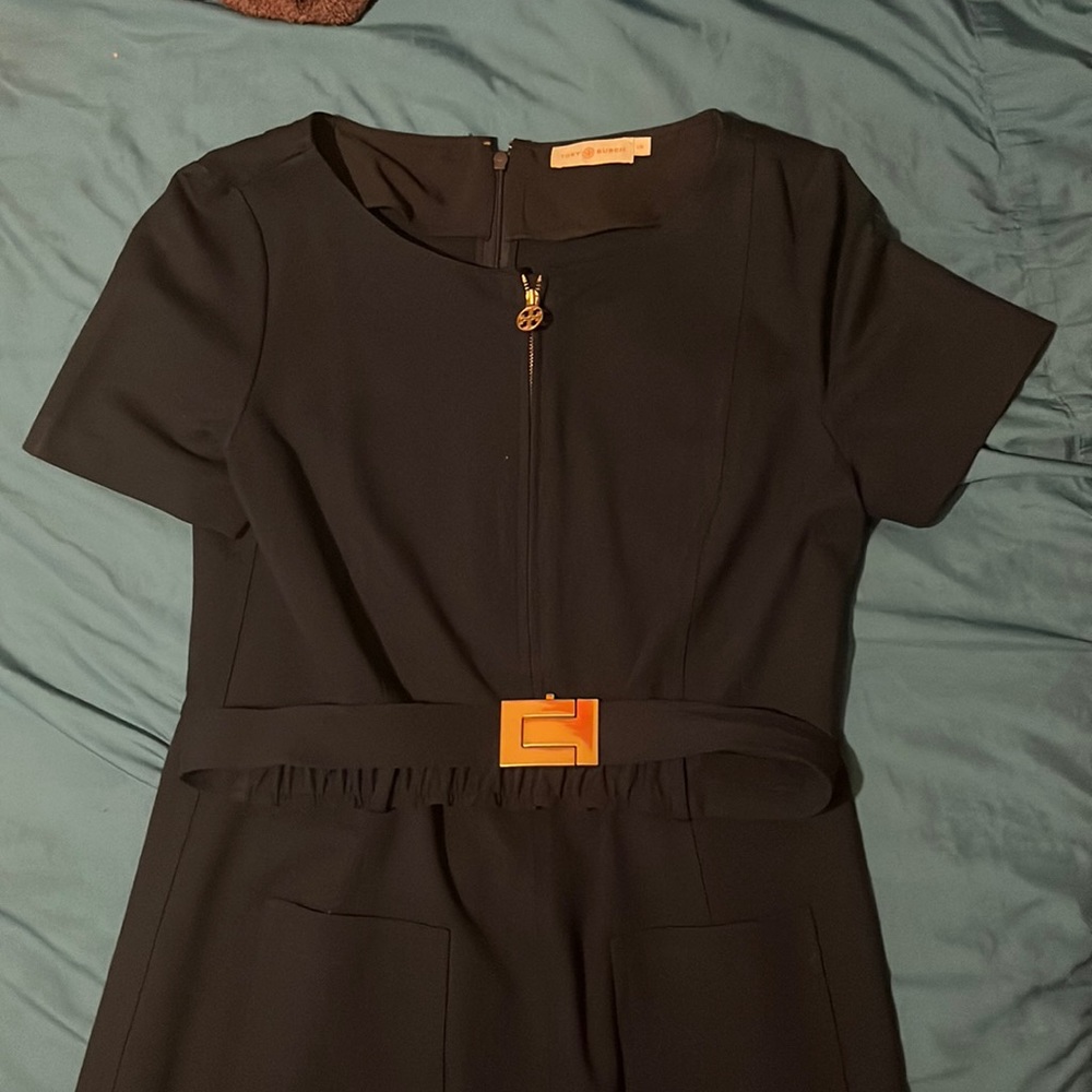 This blue Tory Burch dress with gold belt